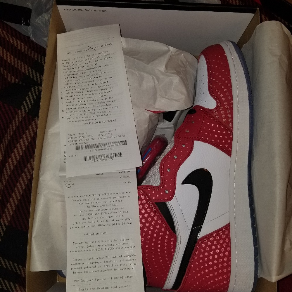 Jordan Retro 1 spiderman "origin story" size 13
